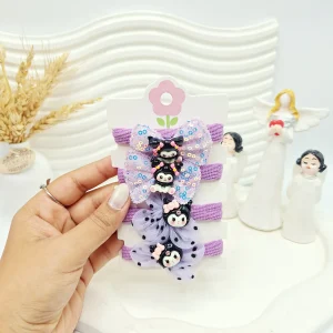 ست کش مو 4 عددی طرح کرومی بنفش