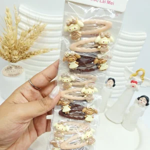 ست 10 تایی پنس مو کرومی رنگ کرم و نود