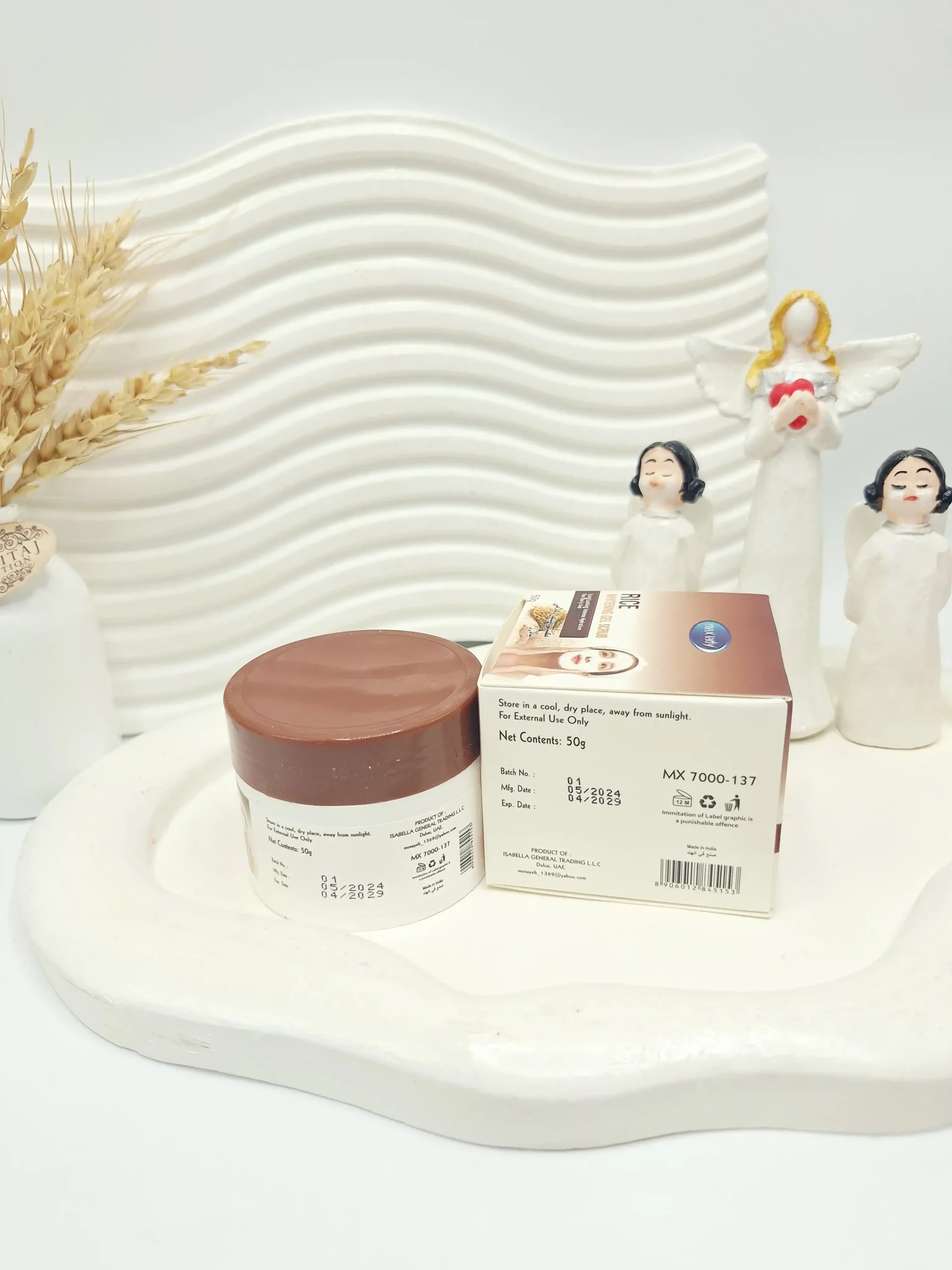 20251111161449755-thumbnail ژل اسکراب صورت برنج مکس لیدی کد 5153 (کارتن قهوه ای) - تصویر 1