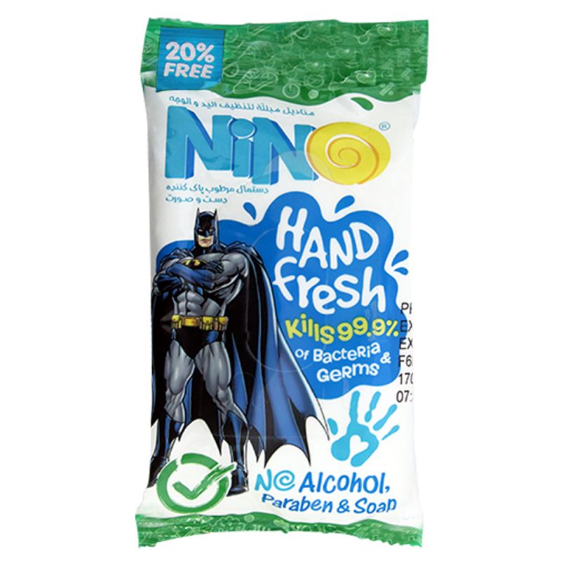 nino-hand-fresh-245150049910-2_0 دستمال مرطوب پاک کننده دست و صورت انيميشن نینو - تصویر 1