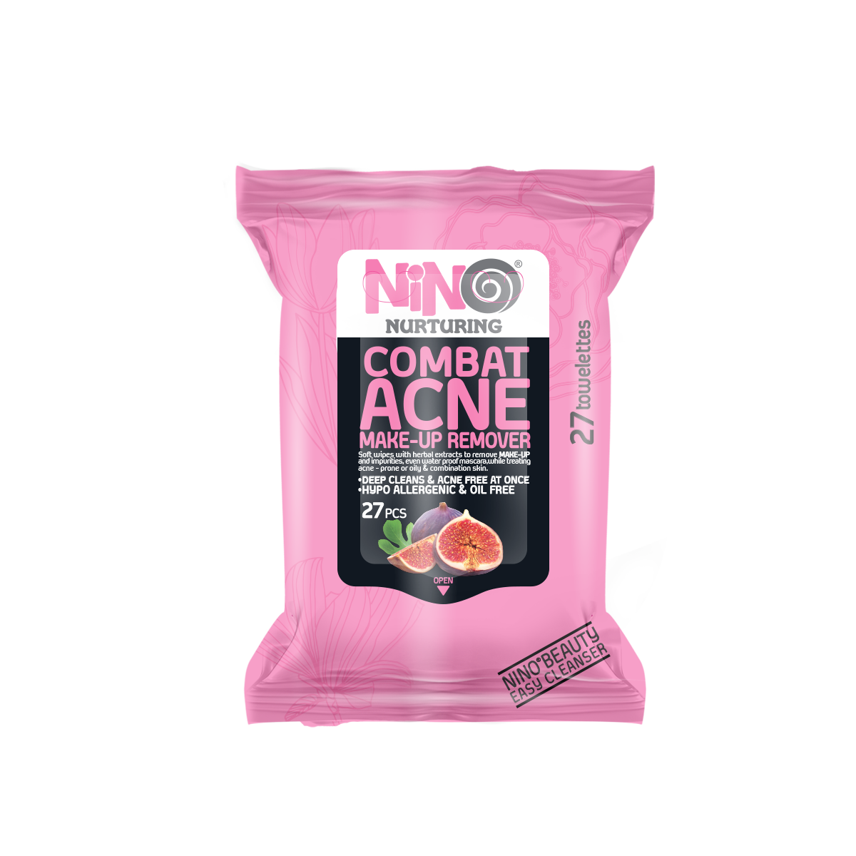 nino034 دستمال مرطوب آرايش پاک کن 27 برگ ضد آکنه نینو - تصویر 1