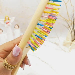 برس مو بامبو چوبی دندانه رنگی