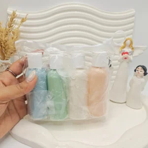 ست بطری مسافرتی سایز بزرگ 4 تیکه رنگی کاور زیپی