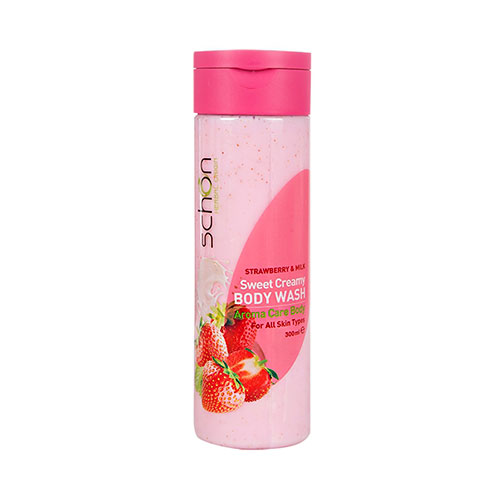 160297158 شامپو بدن کرمی شیر و توت فرنگی شون 300 میل|Schon Strawberry And Milk Creamy Body Shampoo 300ml - تصویر 1