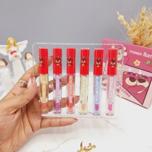 پک 6 تایی لیپ گلاس شاین دار خرس عاشق برند POWER flormar