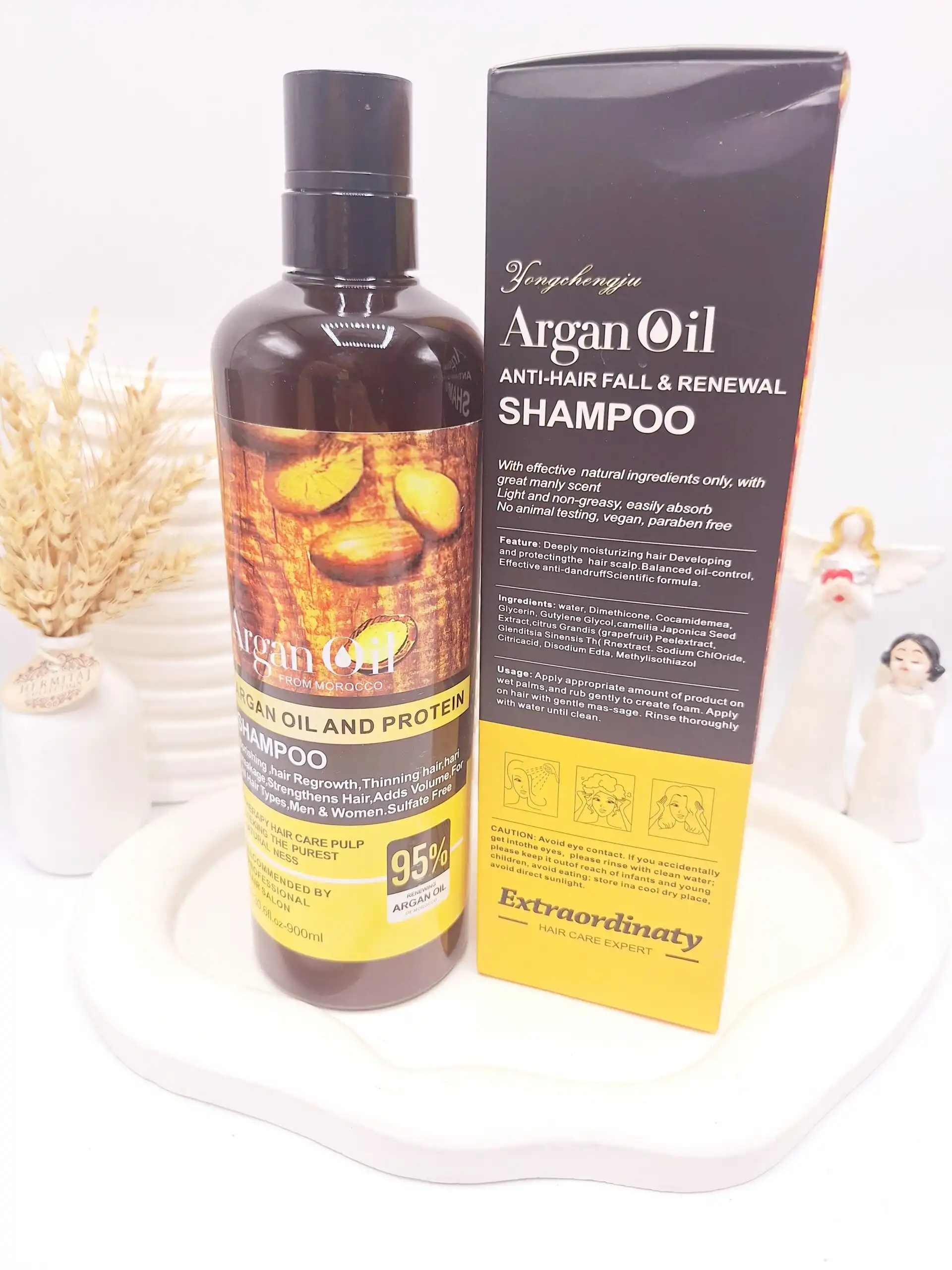 20250914182821282-thumbnail شامپو آرگان ضد وز و موخوره مناسب موهای کراتین شده حجم 900 میل مدل جدید کد 9415 - تصویر 1