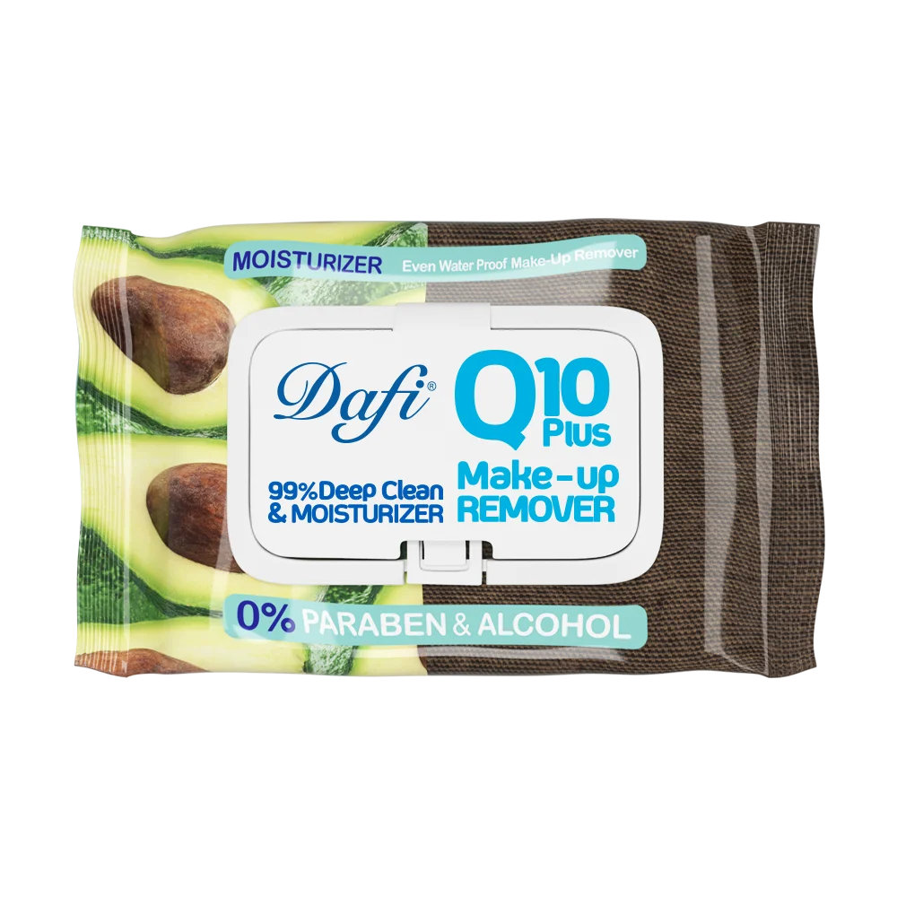 کیوتن-آووکادو دستمال مرطوب پاک کننده آرایش دافی مدل Q10 طرح میوه آووکادو بسته 50 عددی - تصویر 1