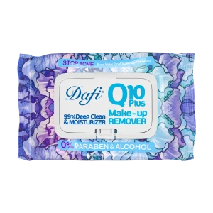 دستمال مرطوب پاک کننده آرایش دافی مدل Q10 طرح گل 1 50 عددی